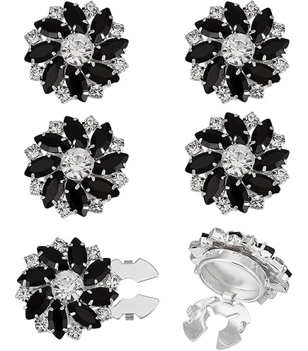 PEARLY JUN Strass-Knopfabdeckungen - 4 Sets Mit Clip Für Blusen & Kleider