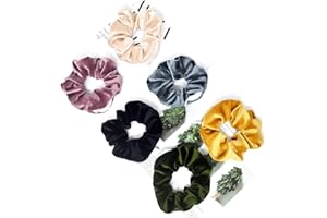 JUANXIAN Coleteros estilo scrunchie de terciopelo originales con bolsillo de cremallera oculto para guardar accesorios, objetos pequeños, llaves o dinero para niñas y mujeres (6 unidades)