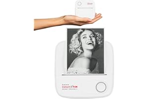 Easypix InstantFUN Pocket Printer P1 Mobiler Mini Drucker, Schwarz-Weiß-Thermodruck, Ausdrucke ohne Tinte, mit Smartphone-App, inkl. Sticker- und Nachfüllpapier