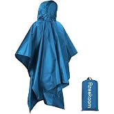 Azeekoom Waterproof Poncho, Reusable Rain Poncho with Hood, Multipurpose Lightweight Raincoat for Men Women Hiking, Picnic an