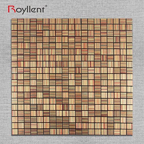 Royllent Self Adhesive Aluminium Plastic Composite Mosaic,Peel And Stick,Metal Surface,Wall Sticker,Light weight,easy installation,renew old wall (Golden rainbow)