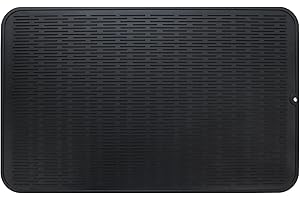 BIBYKIVN Alfombrilla Escurreplatos de Silicona - 71 x 50 cm Grande Alfombrilla Escurreplatos Plegable, Rectangular, Enrollable, con Cepillo de Limpieza de Esponja, Platos sin BPA (Negro, 71_x_50 cm)