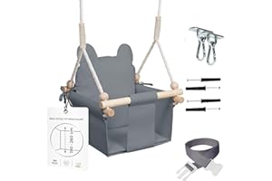 MAMOI® Drewniana huśtawka dla dzieci + PAS BEZPIECZEŃSTWA | Regulacja wysokości 190-260cm | Huśtawka do domu Huśtawka dziecięca | Wewnętrzna huśtawka dla dzieci | CE | 100% ECO | Wyprodukowano w UE