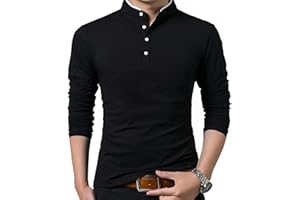 VANVENE Męskie koszulki polo Henry Regular Fit Long/Short Sleeve Fashion Plain Tops