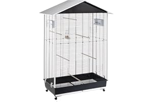 Ferplast Cage à Oiseaux NOTA Volière extérieure pour Oiseaux, Canaris, Pinsons, Perruches Ondulées, Inséparables, en Métal, Accessoires inclus Mangeoires rotatives Perches Roues, 111x66,5xh 167 cm.