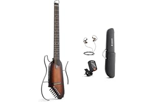 Donner HUSH-I Guitare de voyage - Guitare acoustique-électrique portable, ultra-légère et silencieuse, corps en acajou avec cadres amovibles, sac de transport et accessoires
