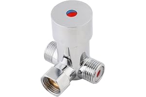 Qinlorgo Mitigeur G1 / 2 pour Eau Froide Chaude Control Contrôle de la température du mélangeur thermostatique en Laiton Massif pour Robinet sans Contact du capteur Automatique de Salle de Bains