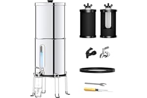 Joypur Système de filtration d'eau à gravité de 1,5 gallon avec indicateur de niveau d'eau pour un usage domestique en camping-car avec certification EU 98/37/EC, NSF/ANSI 42 & 372, filtre à carbone