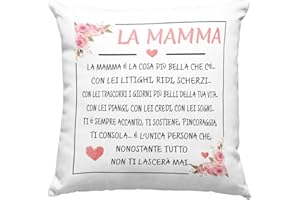 VULFIRE Mamma Cuscino Regalo donna compleanno originale Idee Regali per lei per Natale festa della mamma, Dedica per una Mamma speciale - con Imbottitura - con Imbottitura (Bianco, 40_x_40_cm)