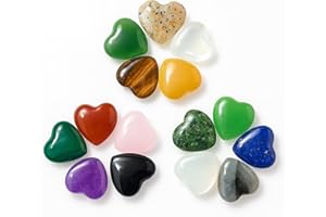 KAIYAYA 15 Pezzi pietre a forma di cuore,Pietra Lucido Amore Cuore pietre curative e cristalli Pietre Decorative naturali colorate a forma per Meditazione,pietre chakra Reiki,bilanciamento energetico
