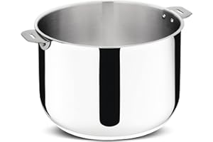 Lagostina Salvaspazio Marmite Acier Inoxydable 18/10 Ø 24 cm, Casserole Induction, Gaz et Four jusqu'à 250 °C, Empilable et Simple à Ranger, Fond Lagotherm 3 Couches, Poignées avec Supports Rivetés