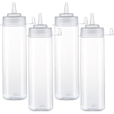 HR Hogar - Squeeze Sauce Bottle - 4 Pieces of 500 mL - Reusable and Recyclable Dispensers | Made in Spain | BPA-Free Kitchen