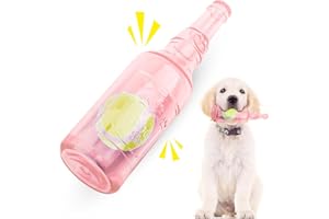 EPODA Jouet pour Chien en Bouteille de Caoutchouc, Jouets Interactif à Qui Couinement pour Chiot, Résistant à la Morsure Jouet pour Les dent pour Jeux Petits et Moyens Chiens (Rose)