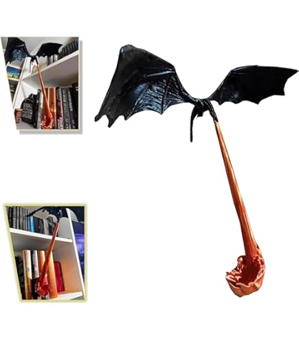 PortaLibri A Forma Di Drago - Scultura In Resina, FermaLibri Decorativo Per Scaffali E Scrivanie - Foto 4