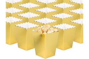 GAKA FAVOR 24 Stück Popcorn Boxen,Popcorntüten Gold,Popcorn Tüten Gold,Pappe für Snacks Süßigkeitenbehälter Partytüten für Filmabend Kino Snack Retro Party Geburtstag Hochzeit Geschenk