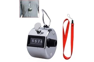 ABMRO Compteur manuel avec cordons, compteur de clics mécanique en métal à 4 chiffres pour tricot, marqueur de golf, tour, comptage des personnes