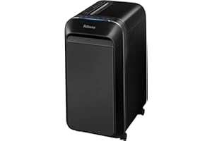 Fellowes LX221 - Destructora de papel, microcorte, destruye hasta 20 hojas, trituradora de papel para oficina 100% anti-atascos, nivel de seguridad DIN-P5, papelera 30L, color negro
