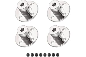 DMiotech 4 Pack 4mm Innen Durchmesser H12xD10 Flansch Kupplung Anschluss Starre Leitfaden Welle Unterstützung Kuppler Welle Kupplung mit Schrauben für DIY RC Modell Motoren Silber