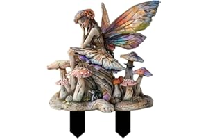 WJnflQN Décoration de Pot de Fleurs de fée, Statues de Jardin, décorations de Jardin de fées bohème en Acrylique, Statue de fée, piquets de décoration pour l'extérieur