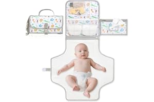 Bello it Fasciatoio Portatile per Neonato Pieghevole e Oxford impermeabile, con Cuscino Ergonomico e Dispenser e Spazi Stoccaggio,Regalo Nascita Perfetto per Maschio e Femmina, (Animali Giungla)