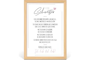 FJLLRVEN Definition Poesie Kunstdruck-Poster | Weihnachtsgeschenke Schwester Geschenk | Wandbilder Wohnzimmer | Weihnachten Geschenke für Schwester Geburtstag | Wanddeko Deko Wohnzimmer DINA A4 mit Rahmen Holz