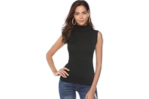 Wayleb Canottiera Donna Lupetto Donna Smanicato Tessuto Morbido Senza Manica Canotta Top Dolcevita Sottile Elegante a Collo Alto Tinta Unita di Base Elasticizzato Comoda