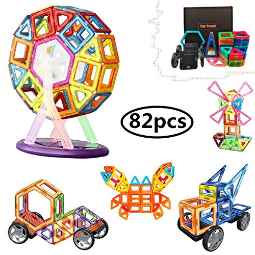 Bloques de construcción de bloques magnéticos de 64 piezas Juegos educativos para niños, de Morcare Construction Building Sets (80 pcs)