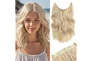 NEXYSHE Secret Hair Extensions 12 Inch Bleach Blonde Hairextensions Invisible Wire Hhair Extensions Synthetic Hairpieces for Women Natural Wavy Hairextension (Bleach blonde)