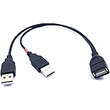 Maxhood USB 2.0 1 to 2 Y Splitter Cable, USB 2.0 Type A Female to Double USB 2.0 Male Jack Sync Data Charging Cable Cord 30CM