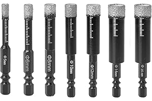FUNNYTEK Diamantbohrer Set, Fliesenbohrer Set 7-tlg(5, 6, 8, 10,12,14,16mm), Sechskant-Schaft, Diamant Bohrer Set, bohrer diamantbohrer fliesenbohrer für Keramik Granit Porzellan Fliesen