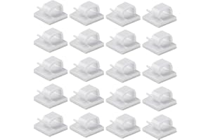 SIYURONGG 120 Pièces Clips de Câbles Adhésifs, Supports Organisateur de Câbles Ronds, Organisateur de Câbles, Serre-câbles Plastique Montage Mural avec Coussinets Adhésifs pour Câble de Bureau (blanc)