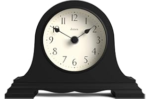 JONES CLOCKS® Speakeasy Reloj de repisa | Diseño clásico de Sombrero de napoleón | Negro | Estilo clásico contemporáneo para Escritorio, Mesa, estantería o mesita de Noche