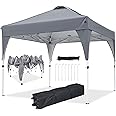 Gazebo, Ej.Victor 3x3m Pop Up Gazebo Instant Folding with Wheeled Bag, Outdoor Gazebo Tent for Vendor Events, Outdoor Craft Show, Farmers Markets(Grey)