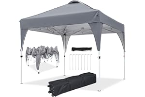Gazebo, Ej.Victor 2.5x2.5m Pop Up Gazebo Instant Folding with Wheeled Bag, Outdoor Gazebo Tent for Vendor Events, Outdoor Craft Show, Farmers Markets(Grey)