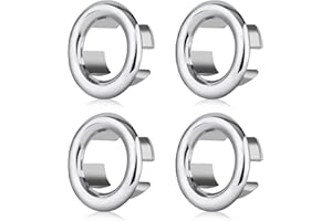 WEISI 4 Pieces Sink Overflow Ring, PROUSKY Kitchen Bathroom Sink Hole Round Overflow Cover Basin Trim Overflow Drain Cap Cover Insert in Hole Spares, 30mm Silver
