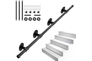 IBVIVIC Barandilla para escaleras de 245 cm, pasamanos para interior y exterior, pasamanos de pared vintage de hierro forjado barandilla para baño, jardín, interior, exterior, balcón, parapeto