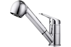 BONADE Küchenarmatur mit Ausziehbare Brause, Wasserhahn Einhebelmischer mit 360° Drehbar, Hochdruck Mischbatterie Spültischarmatur, Wasserhahn Küche mit 2 Wasserstrahlarten, Armatur Chrom