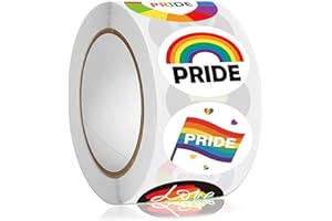 NOJGAC LGBTQ Pride Stickers, 500 PCS Rainbow Stickers, Six Different Shape Gay Stickers Pride Accessories Colourful Party Decor for Pride Month Party LGBTQ Party Parades and Festival Celebrations
