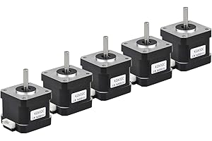 RTELLIGENT Nema 17 Stepper Motor, 5PCS 2 Phase Step Motor Bipolar 1.5A 59.5oz.in(42Ncm) 42x42x38mm 4-wire 30cm Long Cable for 3D Printer (42A02C-Dupont, 5)