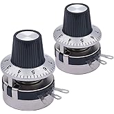 Taiss / 2 Stück 10K Ohm Potentiometer Single Turn Rotary Carbon Linear Variables Potentiometer + 2 Stück Knopf WTH118-2W