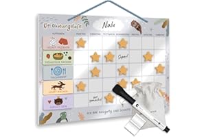 ‎LEBENSKOMPASS Lebenskompass® Belohnungstafel Kinder Blau - Abwischbare Whiteboard-Tafel mit Aufhängeband - Belohnungsplaner für Kinder zur Motivation