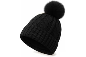OUTFIT SPRING Gorro Mujer Invierno con Pompón Gorro de Punto Forrado en Polar Cálido y Suave Gorro Térmico para Mujer
