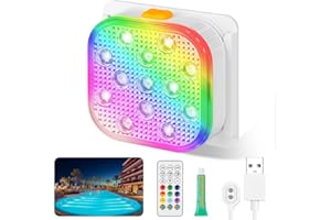 Vicloon Underwater Pool Light, Rechargeable Hot Tub Lights Remote Control, 16 Colors & 6 Dynamic RGB Modes, IP68 Waterproof LED Light for Pool, Vase Base, Spa, Aquarium, Pond, Party Decor
