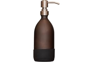 ORDINARY BETTER Amber Glass Silver Hand Soap Dispenser 500ml and 250ml Options - Matte Glass & Non-Slip Base - Great Kitchen or Bathroom Soap, Conditioner or Shampoo Dispenser (Silver, 500ml)