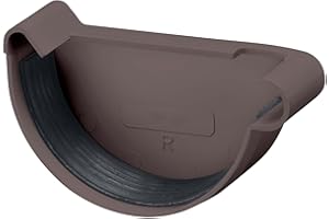 INEFA Dachrinnen Endstück halbrund, PVC NW150 / 150mm, rechts Dunkelbraun Dachrinnenzubehör, einfache Steckmontage, Made in Germany