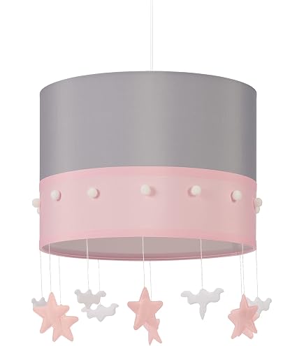 Plafonnier étoiles Roses Dalber - Lustre Chambre Enfant - Lampe E27 - Design étoilé Lumineux