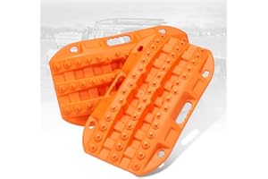 BUNKER INDUST Off Road Traction Boads, 2 Pcs Short Recovery Track Traction Mats for 4WD Mud, Sand, Snow Ramps-Orange Tire Traction Tool (Without Strap)