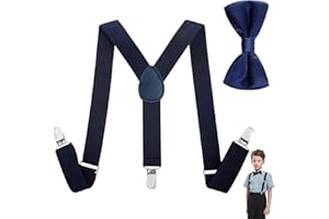 ARROMI Hosenträger und Fliege Set für Kinder - Einstellbar Elastisch Klassisch für Jungen & Mädchen von 6 Monaten bis 13 Jahren