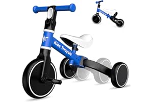 YGJT Baby Balance Bike Trikes for 1 2 3 Years Old, 3 in 1 Folding Toddlers Tricycle Bike with Adjustable Seat and Removable Pedals, Outdoor Ride on Toys, Boys Girls Birthday Easter Gifts