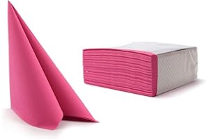 Aroba Airlaid 100 Tovaglioli Simil-Tessuto 19 Colori 40x40 cm Piegatura 1/4 di Alta qualtià per Matrimoni Aspetto Tessuto, per Feste di Compleanno, Catering, Hotel, Natale Fucsia